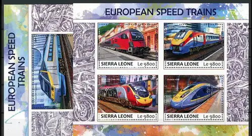 Sierra Leone 8695-8698 + Bl 1267 postfrisch Eisenbahn #IX003