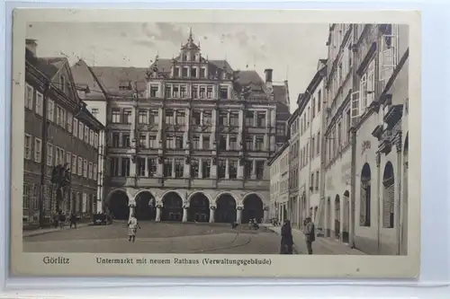 AK Görlitz Untermarkt mit neuem Rathaus 1927 #PI504