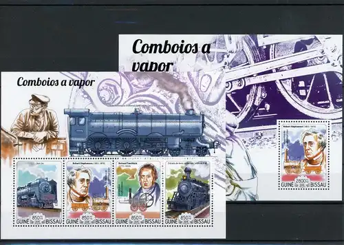 Guinea Bissau Klb 7725 -7728, Block 1344 postfrisch Eisenbahn #IV454