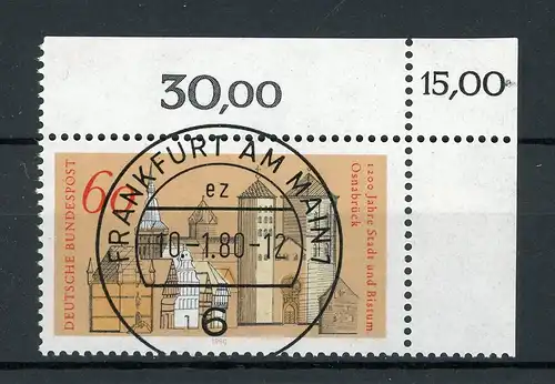 Bund 1035 KBWZ gestempelt Frankfurt, Original-Gummi, ungefaltet #IU605