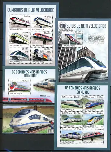 Mocambique Klb. 6511-6523, Block 749-750 postfrisch Eisenbahn #IM082