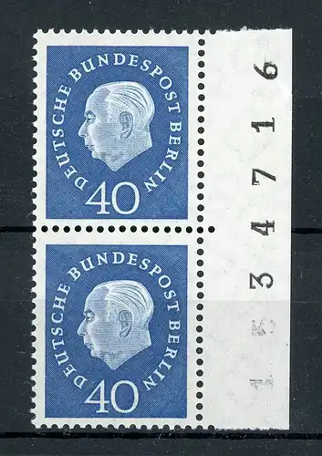 Berlin senkr. Paar 185 postfrisch Bogenzählnummer #IT912