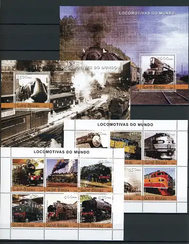 Guinea Bissau 2741 - 2752, Block 460-461 postfrisch Eisenbahn #IM067