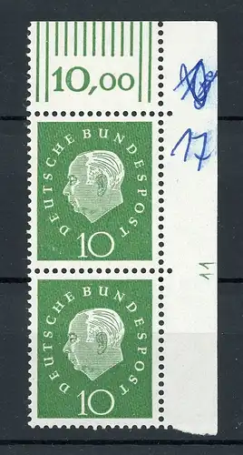 Bund senkr. Paar Eckrand 303 postfrisch DZ 11 rechts #IV108