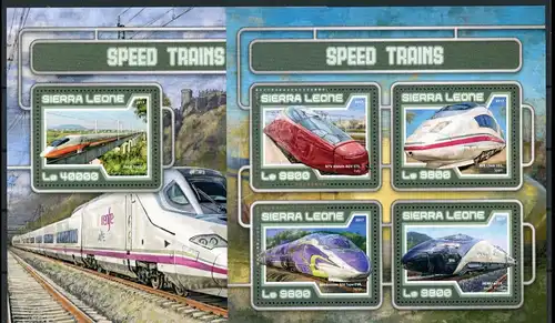 Sierra Leone 8386-8389 + Bl 1206 postfrisch Eisenbahn #IX002