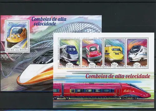 Guinea Bissau Klb 7432 -7435, Block 1299 postfrisch Eisenbahn #IV450