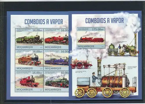 Mocambique Klb. 6497 -6502 , Block 747 postfrisch Eisenbahn #IV475
