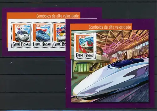 Guinea Bissau Klb 7871 -7874, Block 1370 postfrisch Eisenbahn #IV451