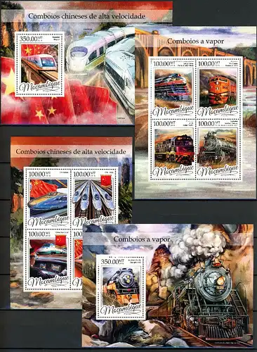 Mocambique Klb 8629-8637, Block 1166-1167 postfrisch Eisenbahn #IM085