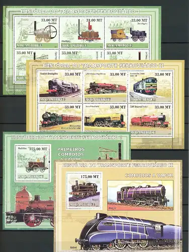 Mocambique Klb. 3174-3185, Block 247-248 postfrisch Eisenbahn #IM080