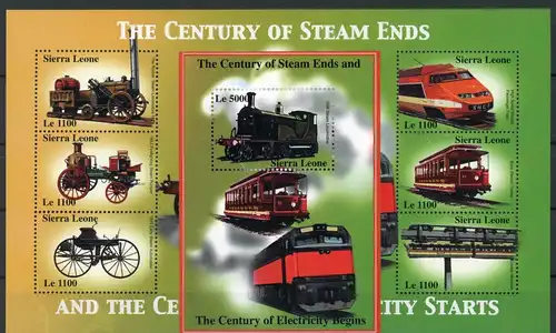 Sierra Leone 4163-4168 + Bl 540 postfrisch Eisenbahn #IX001