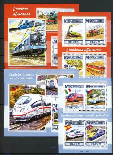 Mocambique Klb 8049 -8057, Block 1050-1051 postfrisch Eisenbahn #IM084