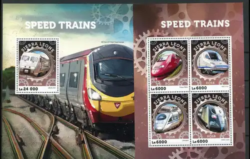 Sierra Leone 7128-7131 + Bl 958 postfrisch Eisenbahn #IX007