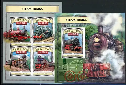 Sierra Leone 7863-7866 + Bl 1105 postfrisch Eisenbahn #IX006