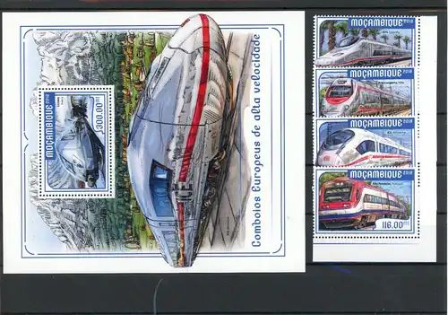 Mocambique 9409 -9412, Block 1322 postfrisch Eisenbahn #IV479