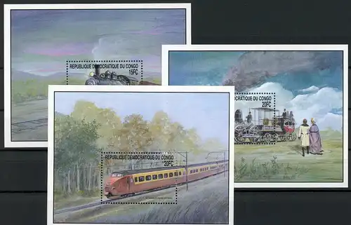 Kongo Kinshasa Block 96-97 + Block 99 postfrisch Eisenbahn #IX031