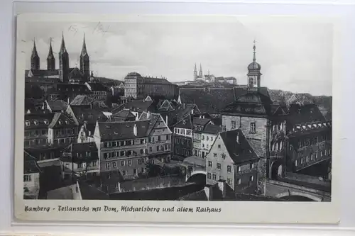 AK Bamberg Teilansicht mit Dom, Michaelsberg u. Rathaus 1956 #PI563