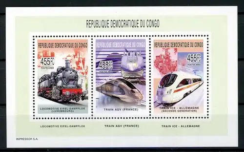 Kongo Kinshasa ZD Bogen 1784-1786 postfrisch Eisenbahn #IX034
