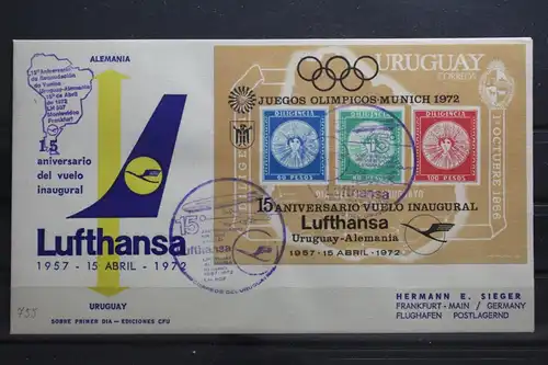 Uruguay Block 15 gestempelt FDC Lufthansa #UK991