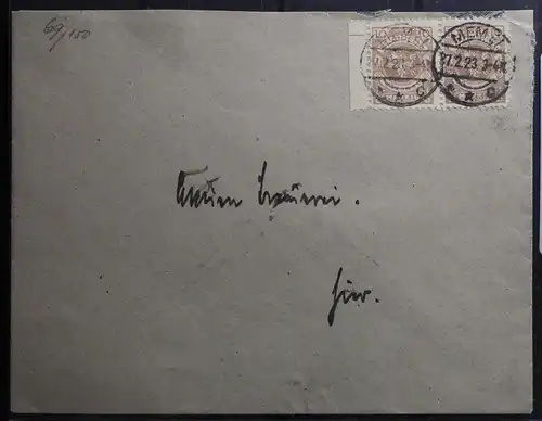 Memel 2x 141 auf Brief als Mehrfachfrankatur als Paar #BA965