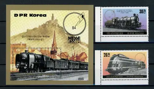 Nordkorea 2465-2466, Block 177 postfrisch Eisenbahn #IX056