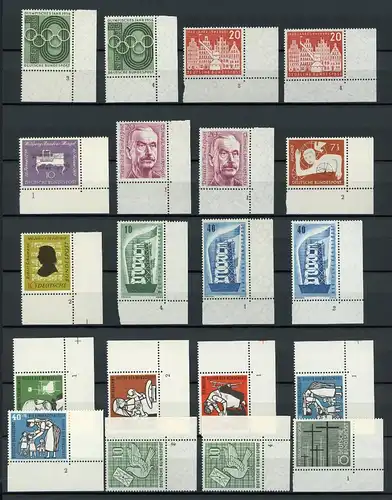 Bund Lot Eckrandmarken aus 1956 postfrisch mit FN/ Formnummern #JE699