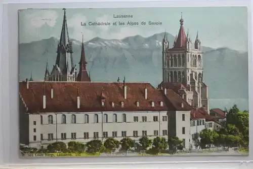 AK Lausanne La Cathédrale et les Alpes de Savoie 1906 #PI576