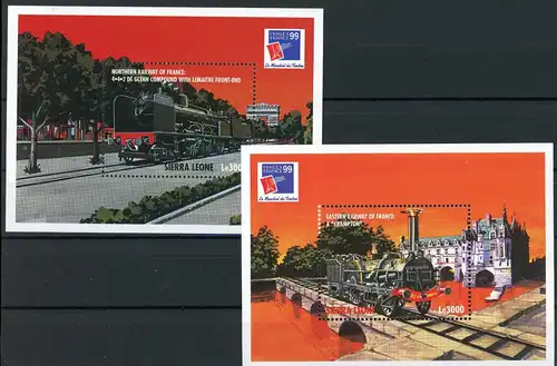 Sierra Leone Bl 428-429 postfrisch Eisenbahn #IU998