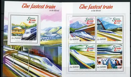 Sierra Leone 6158-6161 + Bl 766 postfrisch Eisenbahn #IX009