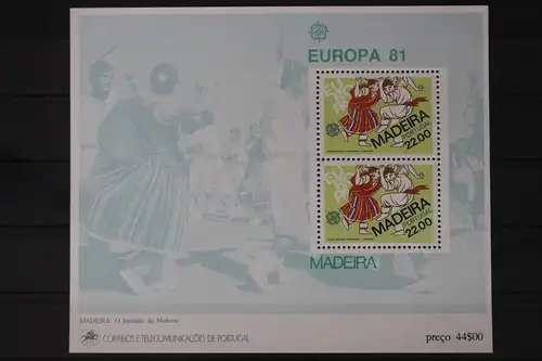 Portugal Madeira Block 2 mit 70 postfrisch Europa #UV029