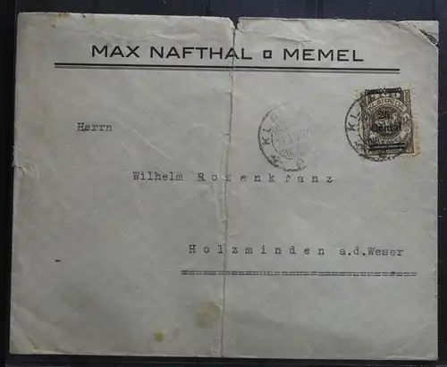 Memel 220 auf Brief als Einzelfrankatur Max Nafthal, schlechte Qualität #BB153