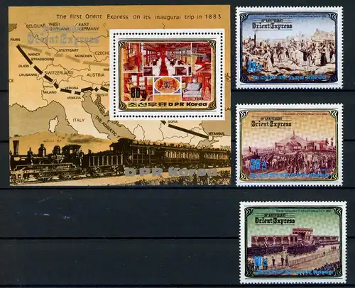 Nordkorea 2491-2493, Block 182 postfrisch Eisenbahn #IX055