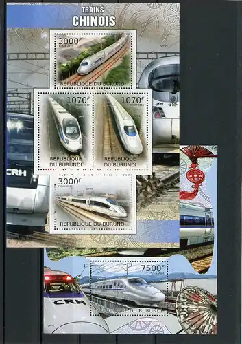 Burundi Kleinbogen 2449-2452, Block 223 postfrisch Eisenbahn #IX039