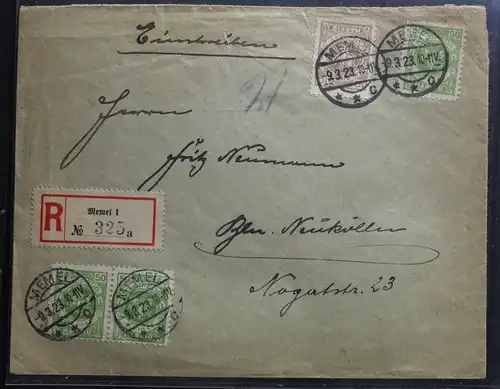 Memel 3x 141, 3x 145 auf Brief als Mischfrankatur als E-Brief #BB184