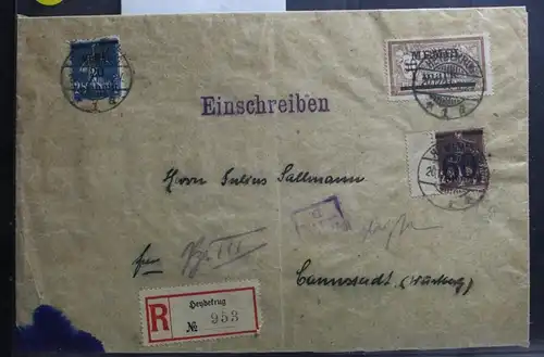 Memel auf Brief als Mischfrankatur als E-Brief nach Cannstadt, mit Knick #BB093