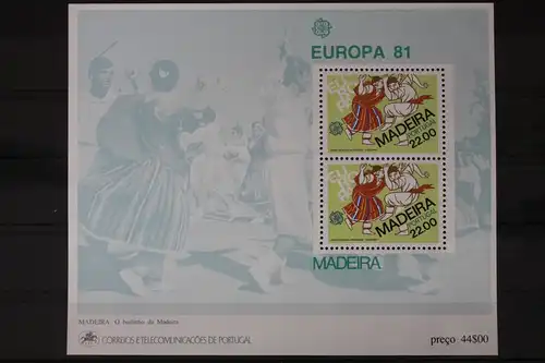 Portugal Madeira Block 2 mit 70 postfrisch Europa #UV020