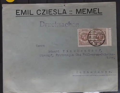 Memel 2x 141 auf Brief als Mehrfachfrankatur als Paar, Emil Cziesla #BB267