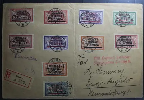 Memel 98-107 auf Brief als Mischfrankatur als Einschreiben (Knick) #BA893