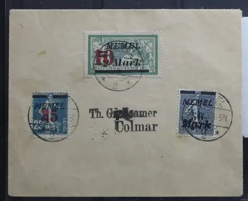 Memel 121-123 auf Brief als Mischfrankatur #BB167