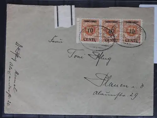 Memel 3x 169 auf Brief als Mehrfachfrankatur als 3er Streifen #BB262