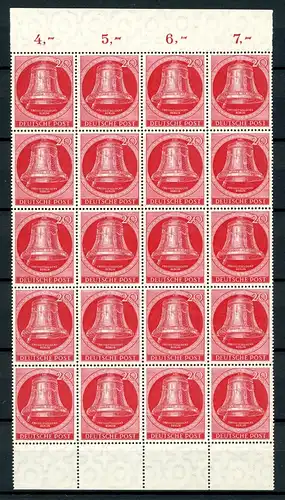 Berlin 20er Bogenteil 77 postfrisch Ober- + Unterrand #JE707