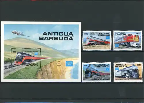 Antigua Barbuda 944-947, Block 110 postfrisch Eisenbahn #IX108