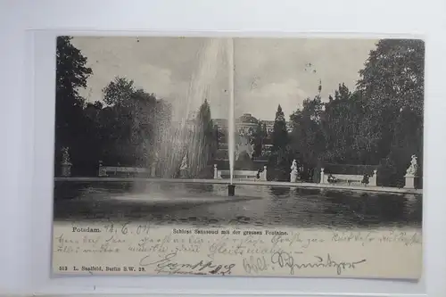 AK Potsdam Schloss Sanssouci mit der großen Fountaine 1904 #PI785