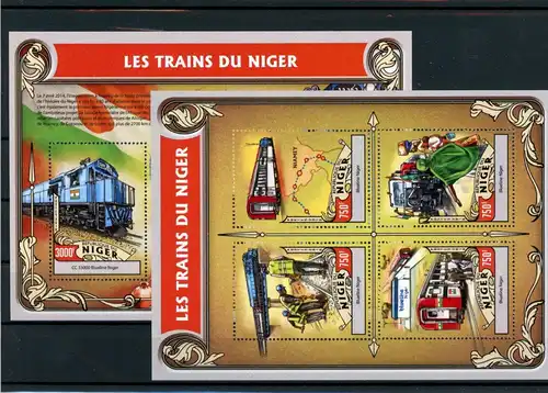 Niger Kleinbogen 4277-4280, Block 560 postfrisch Eisenbahn #IX137