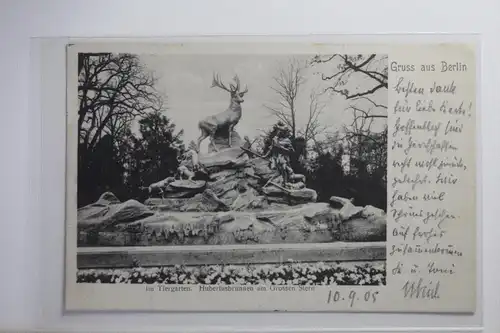 AK Berlin Tiergarten - Hubertusbrunnen am Großen Stern 1905 #PI791