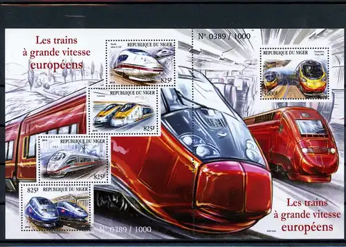 Niger Kleinbogen 3647-3651 postfrisch Eisenbahn #IX132