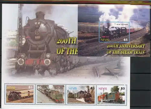 Nevis Kleinbogen 2012-2015, Block 247 postfrisch Eisenbahn #IX185