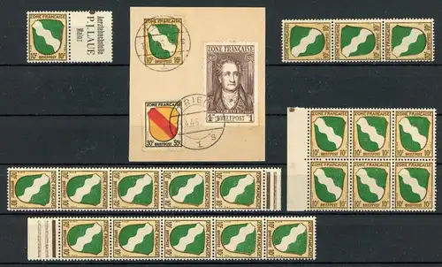 Fr. Zone Allgemeine Ausgabe 5 Lot aus postfrisch + gestempelt #JJ842