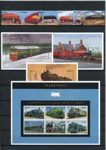 Nicaragua 3687-3692, Block 250-252, KB postfrisch Eisenbahn #IM290