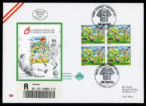 Österreich 4er Block 2217 R-Brief Ersttagesbrief/FDC #JE744